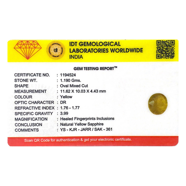 Yellow Sapphire - 5.95 Carat