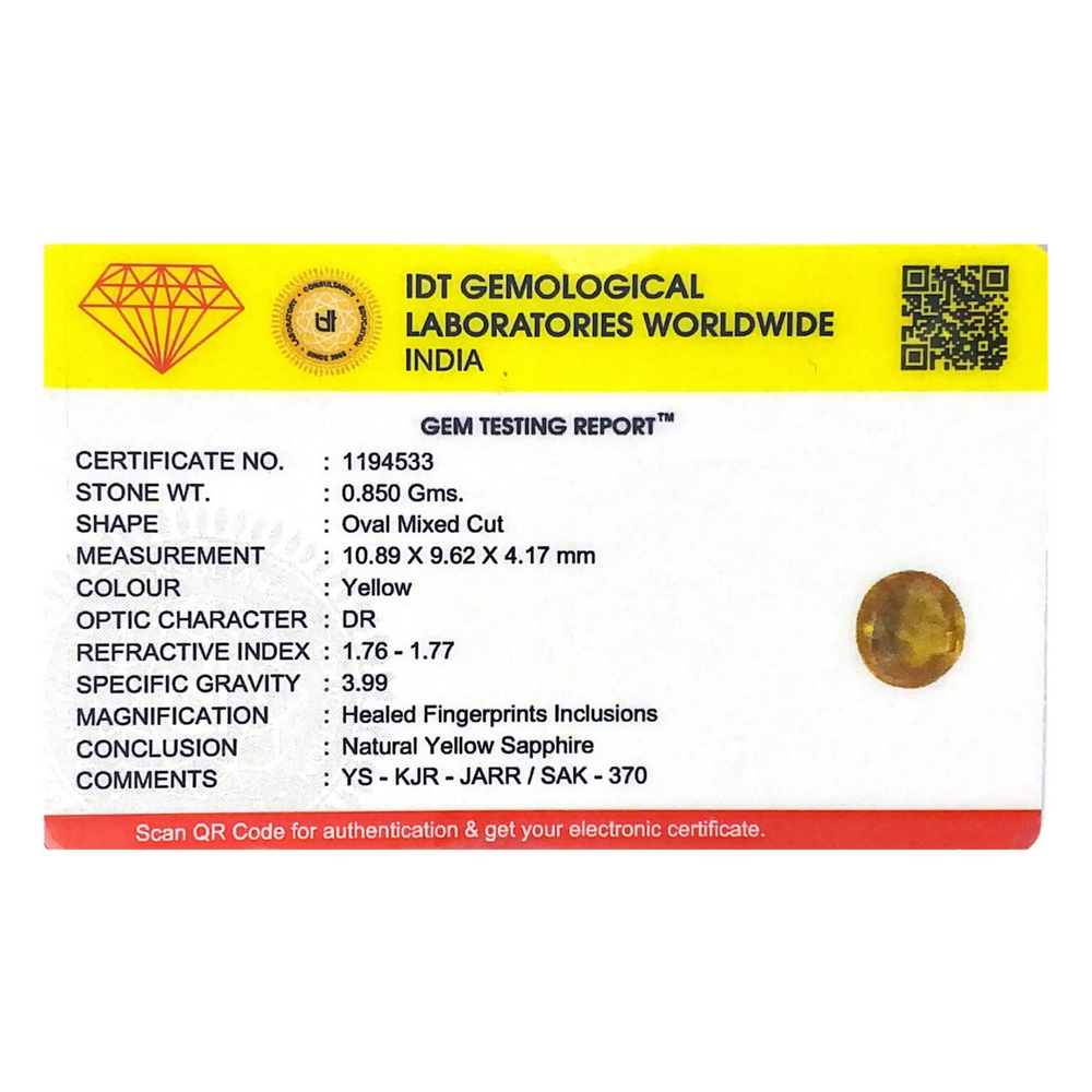 Yellow Sapphire - 4.25 Carat