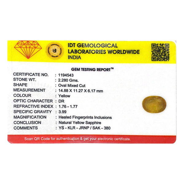 Yellow Sapphire - 11.4 Carat