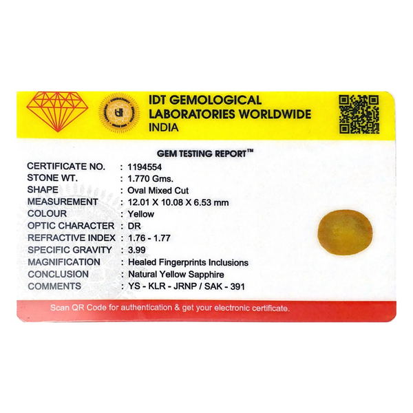 Yellow Sapphire - 8.85 Carat