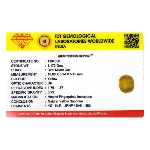 Yellow Sapphire - 5.85 Carat