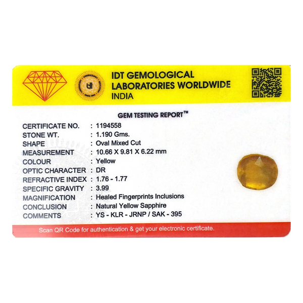 Yellow Sapphire - 5.95 Carat