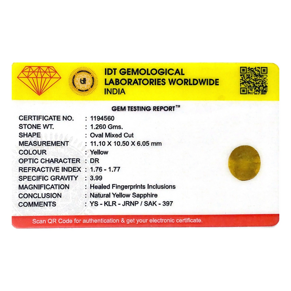 Yellow Sapphire - 6.3 Carat