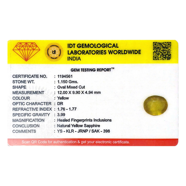 Yellow Sapphire - 5.75 Carat