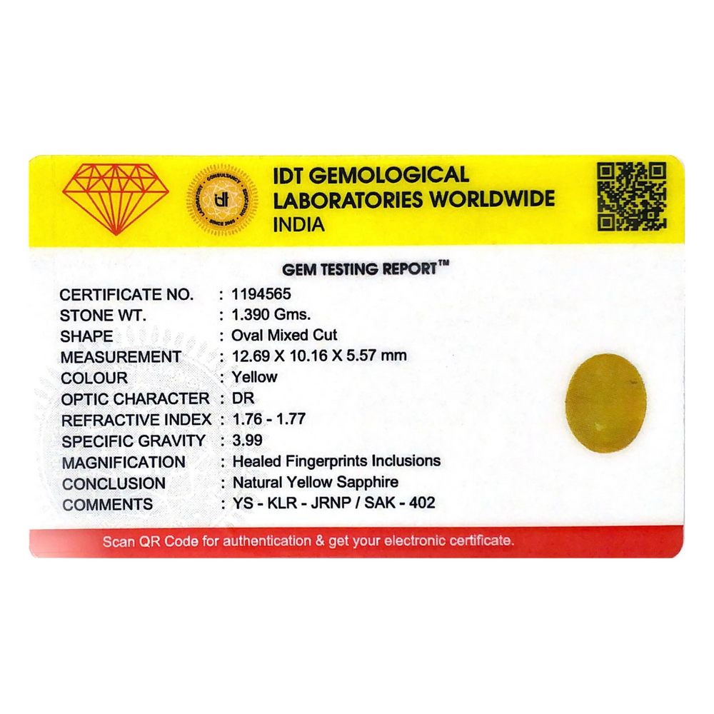 Yellow Sapphire - 6.95 Carat
