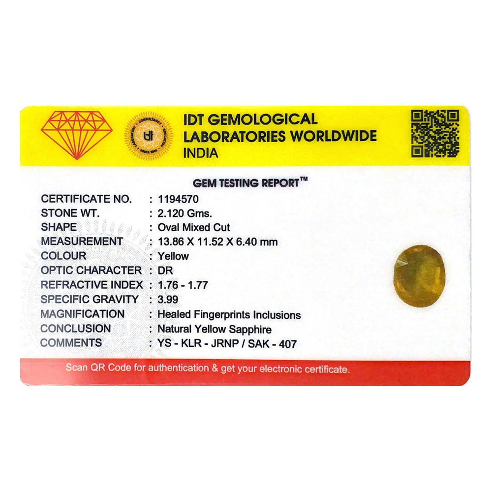 Yellow Sapphire - 10.6 Carat