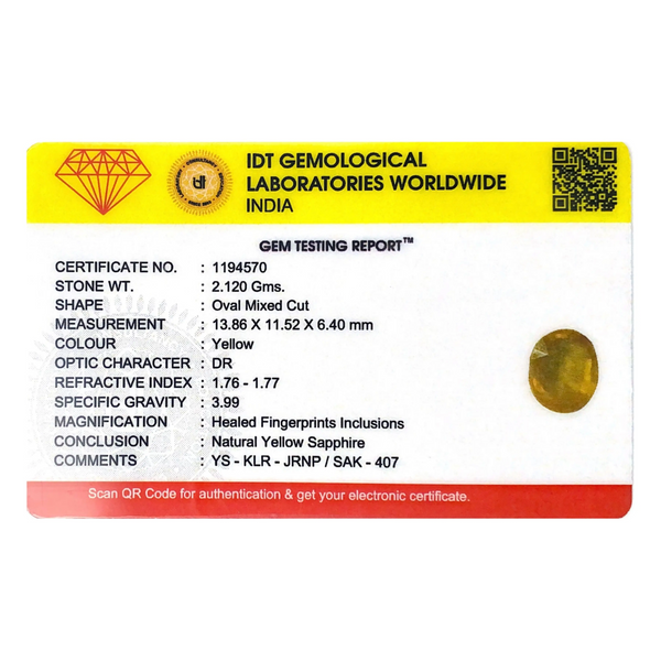 Yellow Sapphire - 10.6 Carat