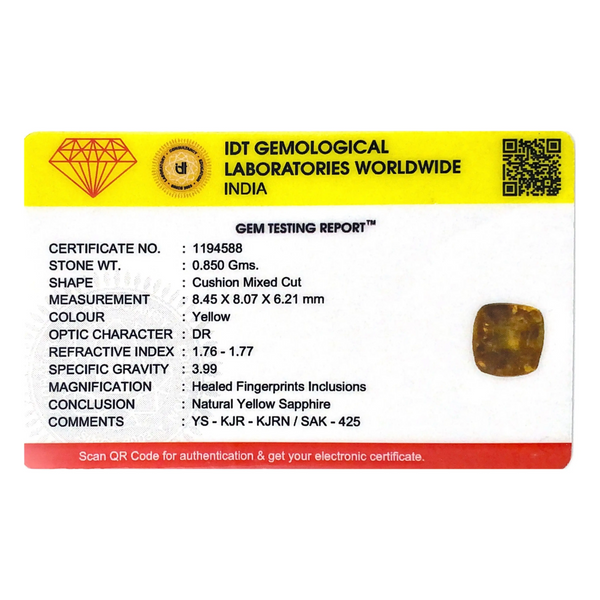 Yellow Sapphire - 4.25 Carat