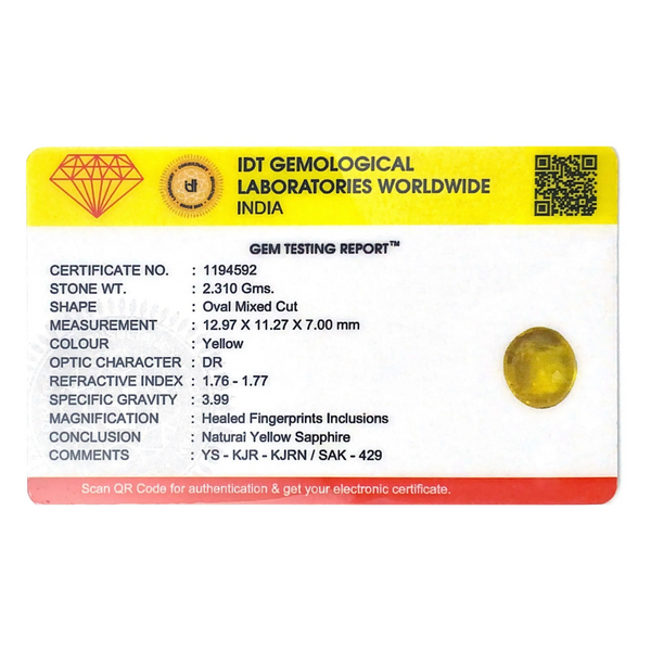 Yellow Sapphire - 11.55 Carat