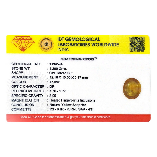 Yellow Sapphire - 6.3 Carat