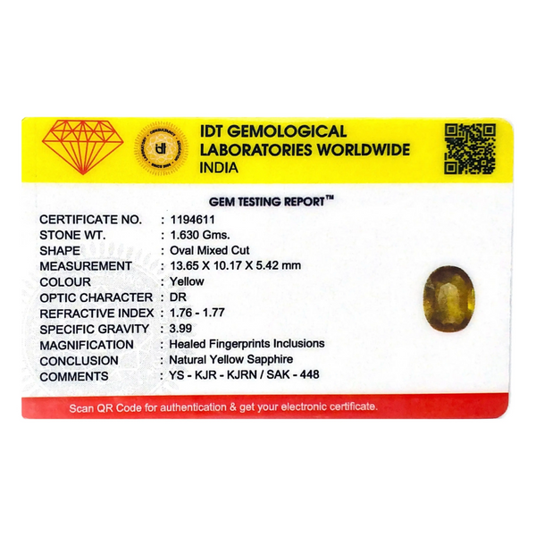Yellow Sapphire - 8.15 Carat