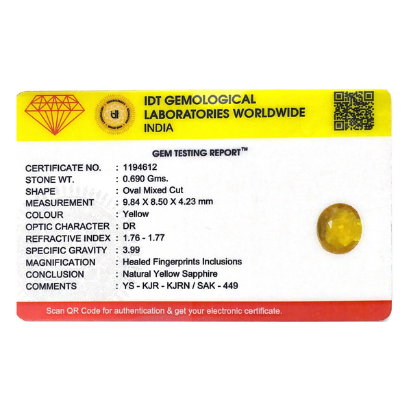 Yellow Sapphire - 3.45 Carat