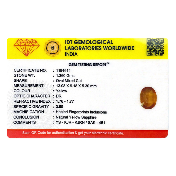 Yellow Sapphire - 6.8 Carat