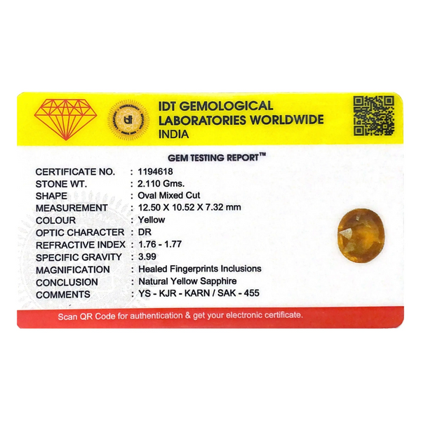 Yellow Sapphire - 10.55 Carat