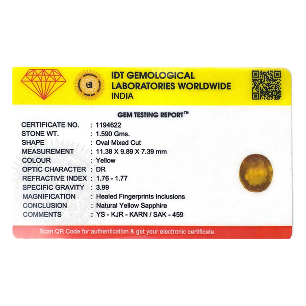 Yellow Sapphire - 7.95 Carat
