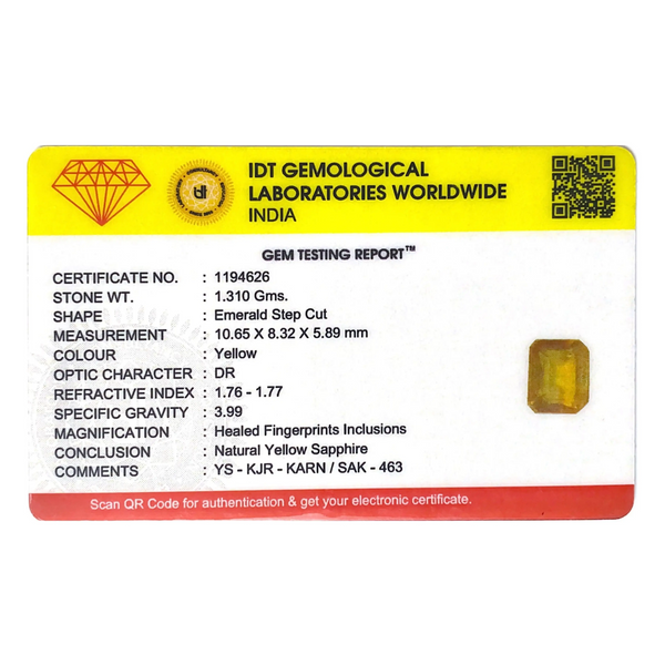 Yellow Sapphire - 6.55 Carat
