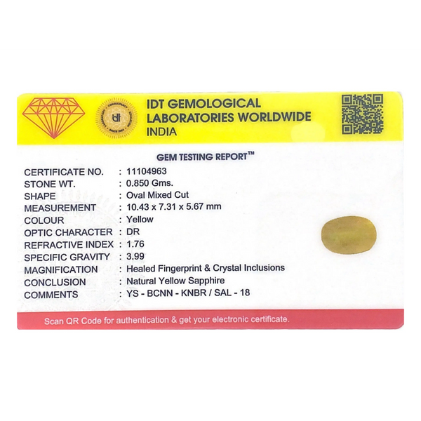 Yellow Sapphire - 4.25 Carat