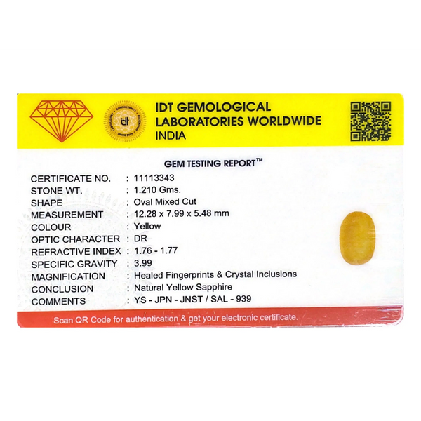 Yellow Sapphire - 6.05 Carat
