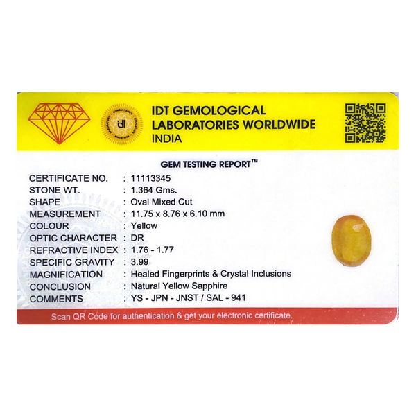 Yellow Sapphire - 6.82 Carat