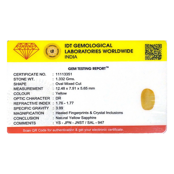 Yellow Sapphire - 6.66 Carat