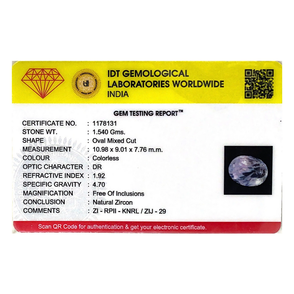 Natural White Zircon - 7.7 Carat - Pramogh