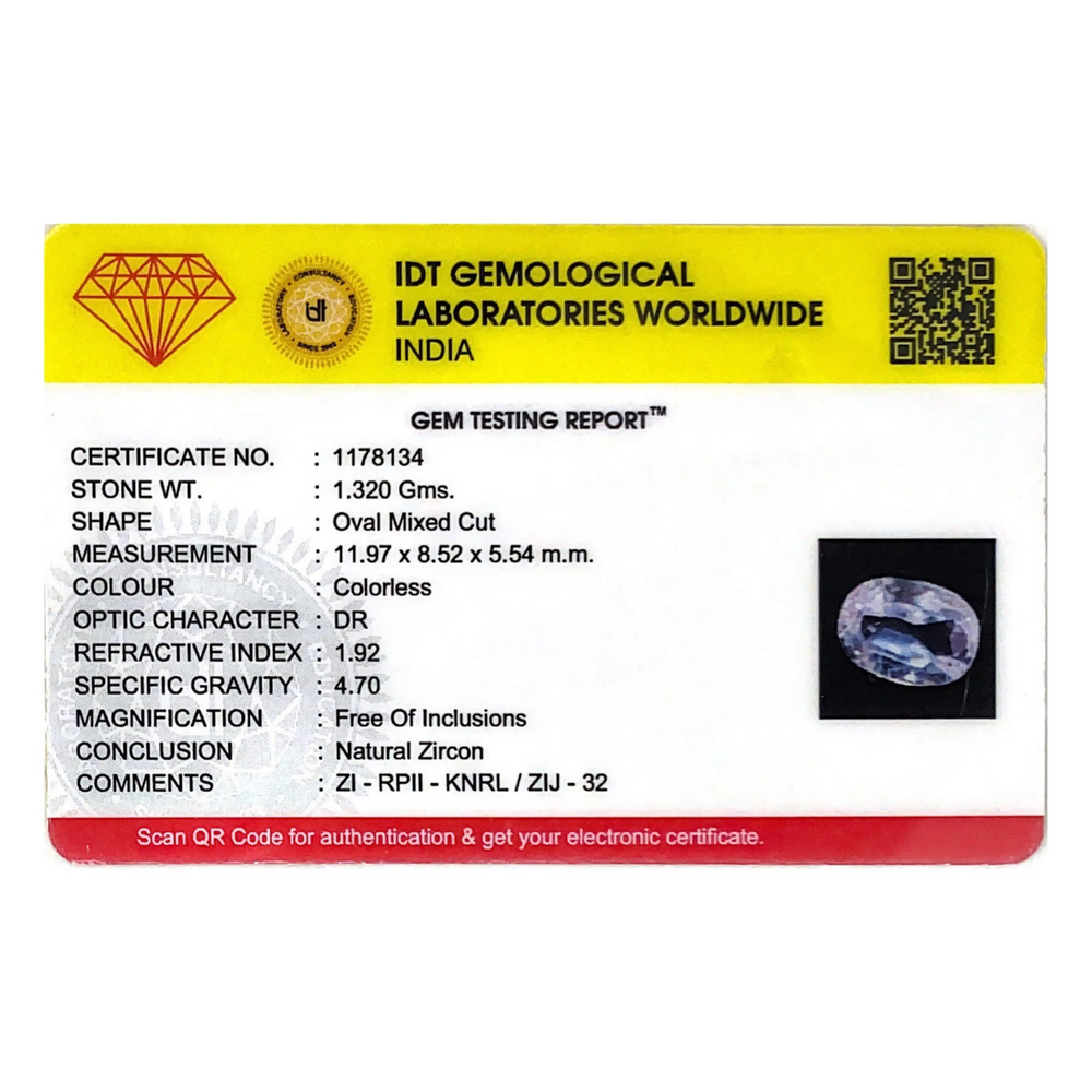 Natural White Zircon - 6.6 Carat - Pramogh
