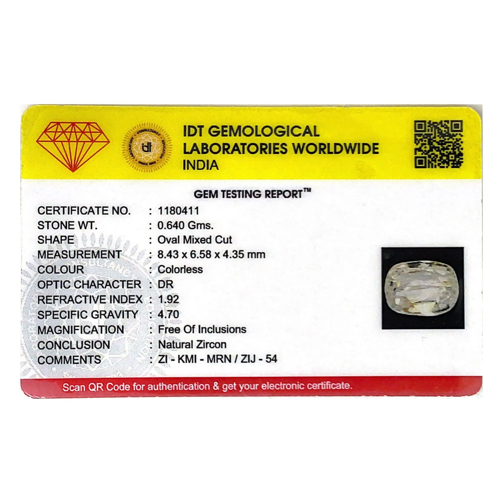 Natural White Zircon - 3.2 Carat - Pramogh