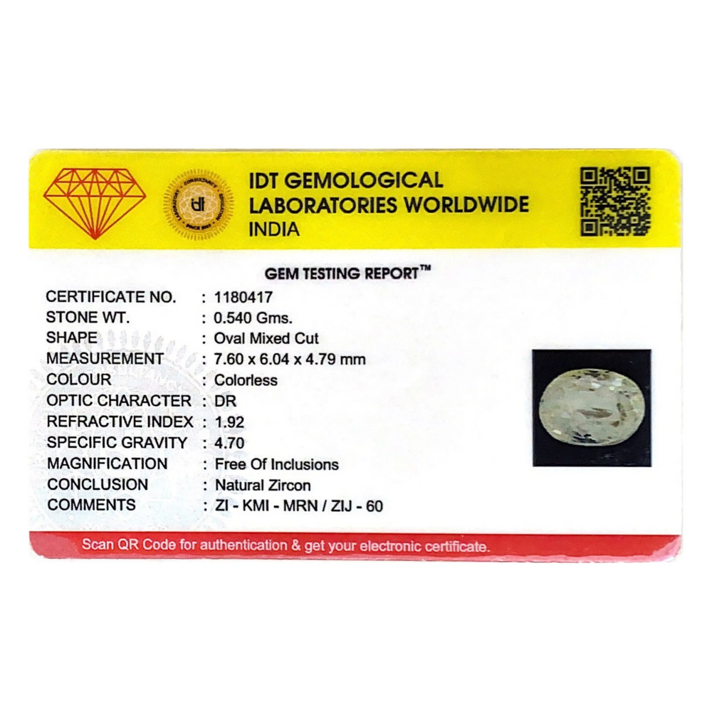 Natural White Zircon - 2.7 Carat - Pramogh