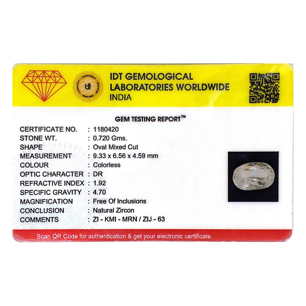 Natural White Zircon - 3.6 Carat - Pramogh