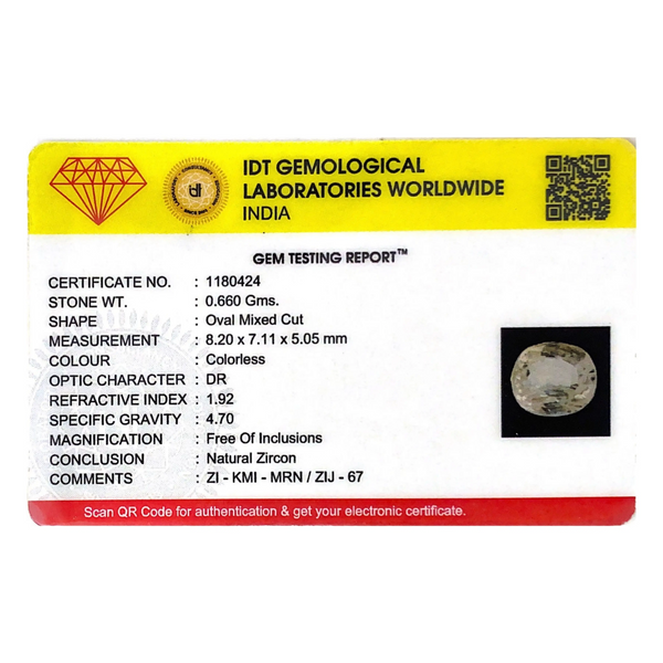 Natural White Zircon - 3.3 Carat - Pramogh