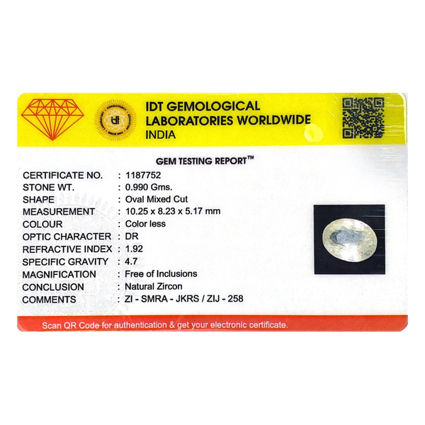 White Zircon - 4.95 Carat