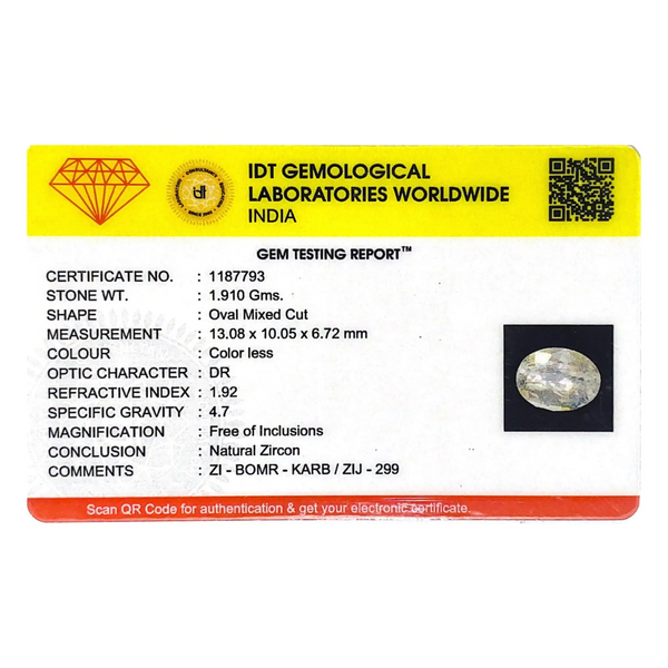 White Zircon - 9.55 Carat