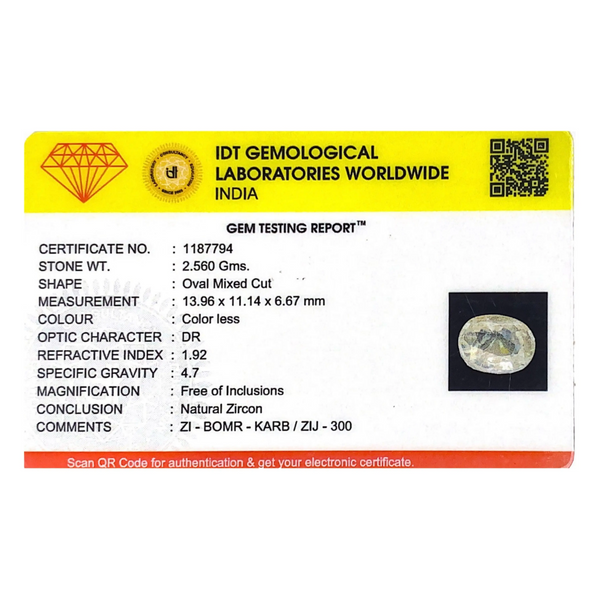 White Zircon - 12.8 Carat