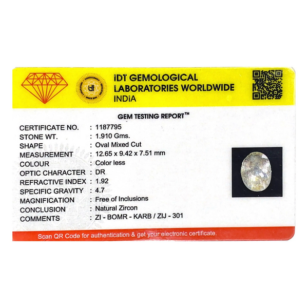White Zircon - 9.55 Carat