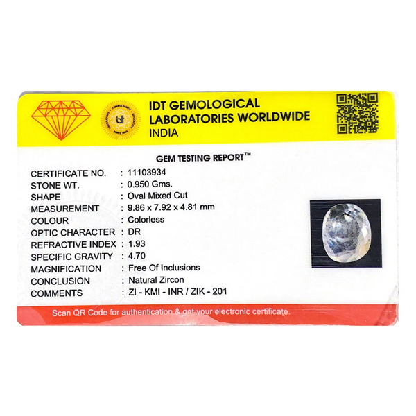 White Zircon - 4.75 Carat