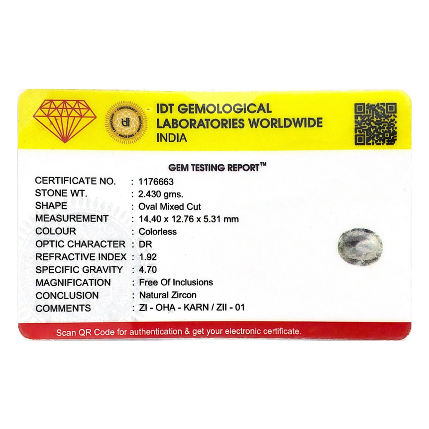 Natural White Zircon - 12.15 Carat - Pramogh