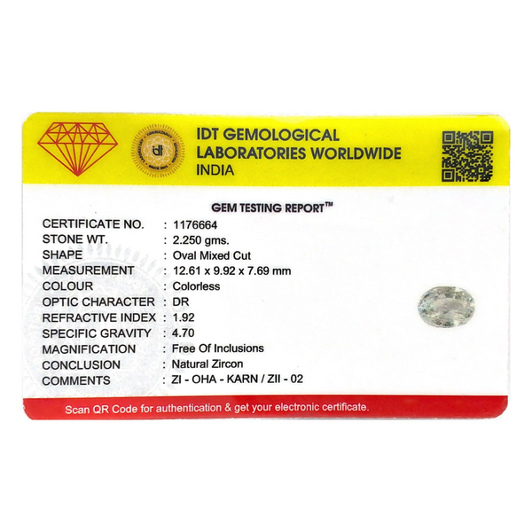 Natural White Zircon - 11.25 Carat - Pramogh