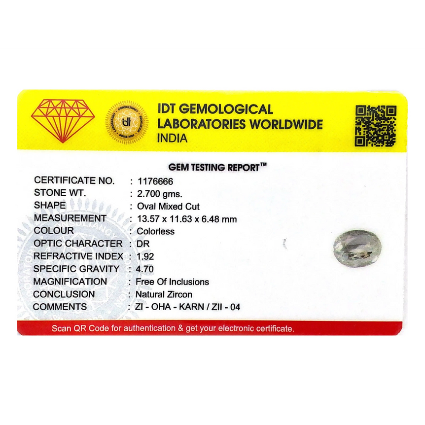 Natural White Zircon - 13.5 Carat - Pramogh