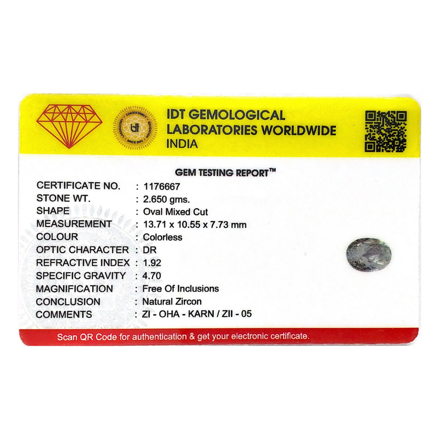 Natural White Zircon - 13.25 Carat - Pramogh