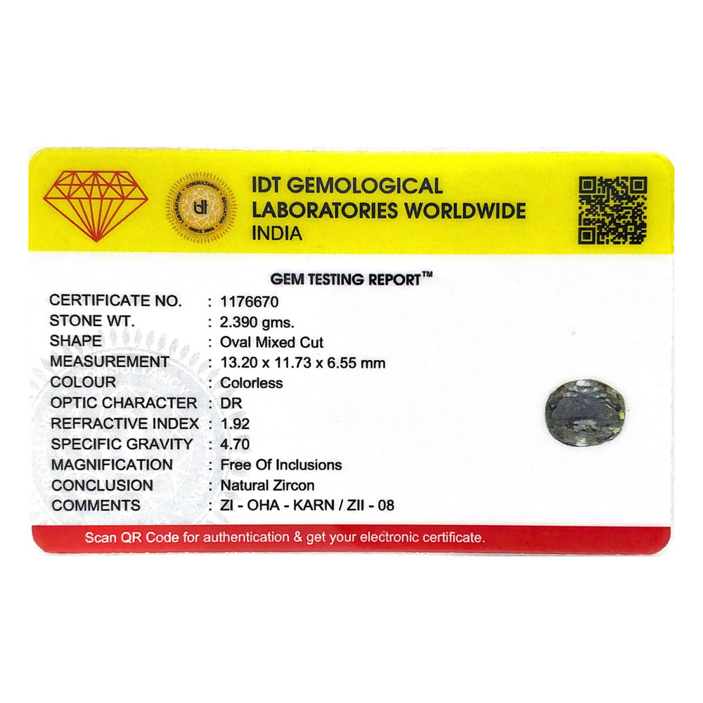 Natural White Zircon - 11.95 Carat - Pramogh