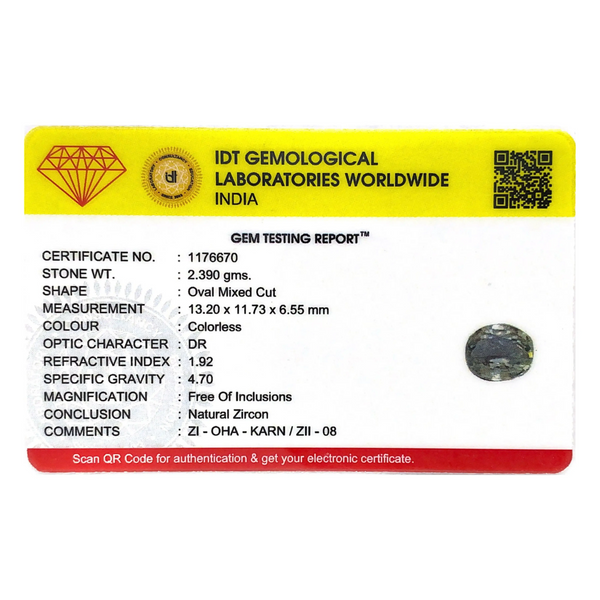 Natural White Zircon - 11.95 Carat - Pramogh
