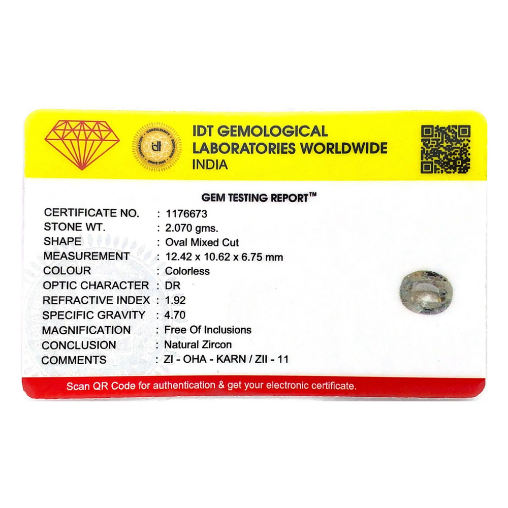 Natural White Zircon - 10.35 Carat - Pramogh