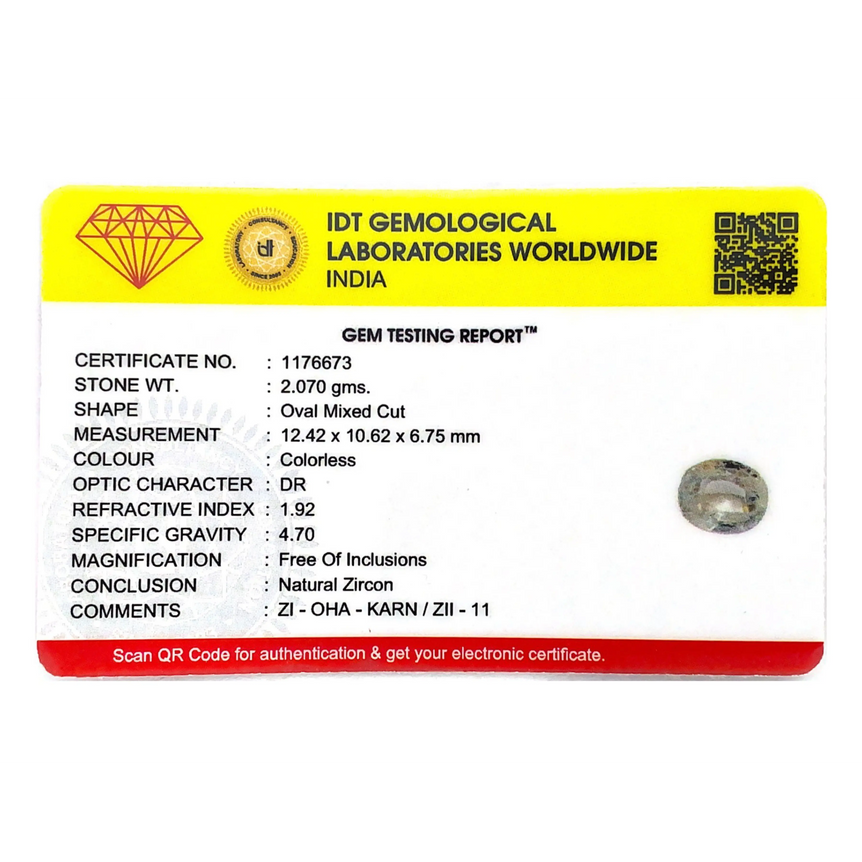 Natural White Zircon - 10.35 Carat - Pramogh