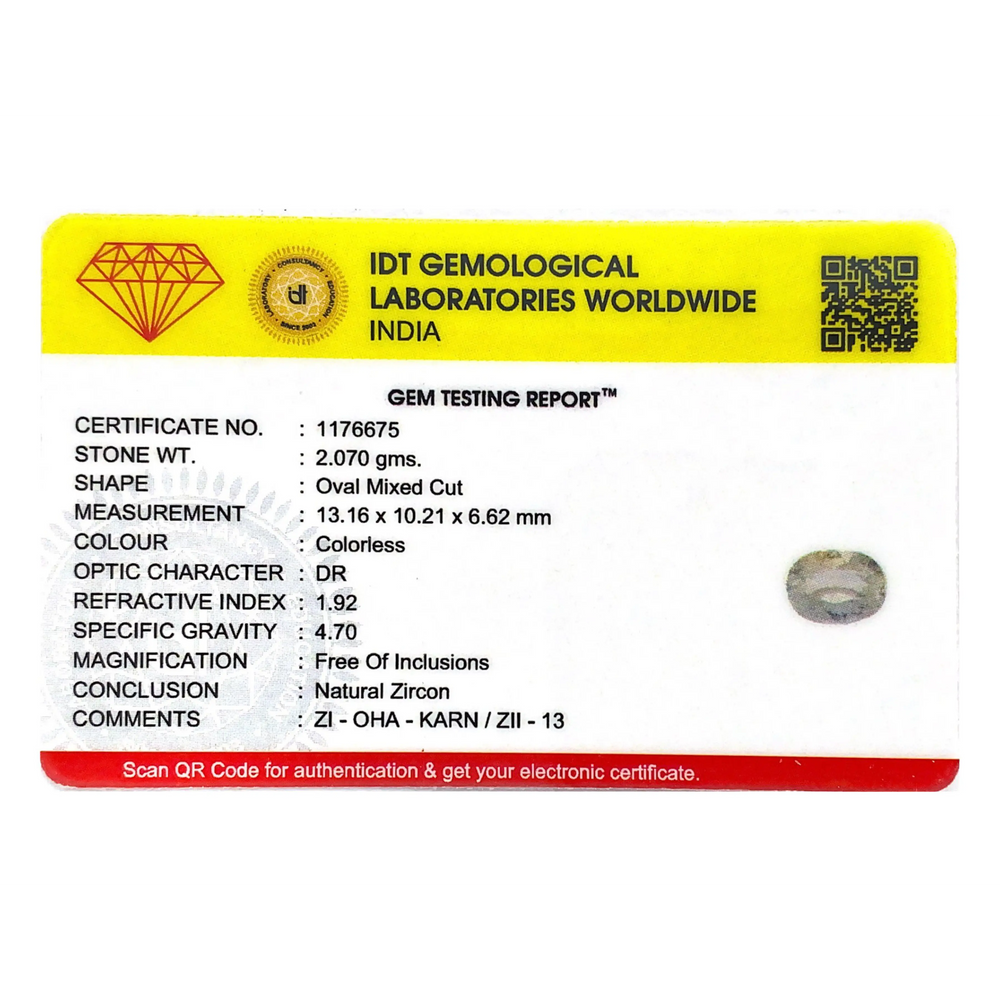 Natural White Zircon - 10.35 Carat - Pramogh