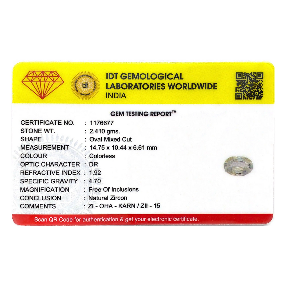 Natural White Zircon - 12.05 Carat - Pramogh
