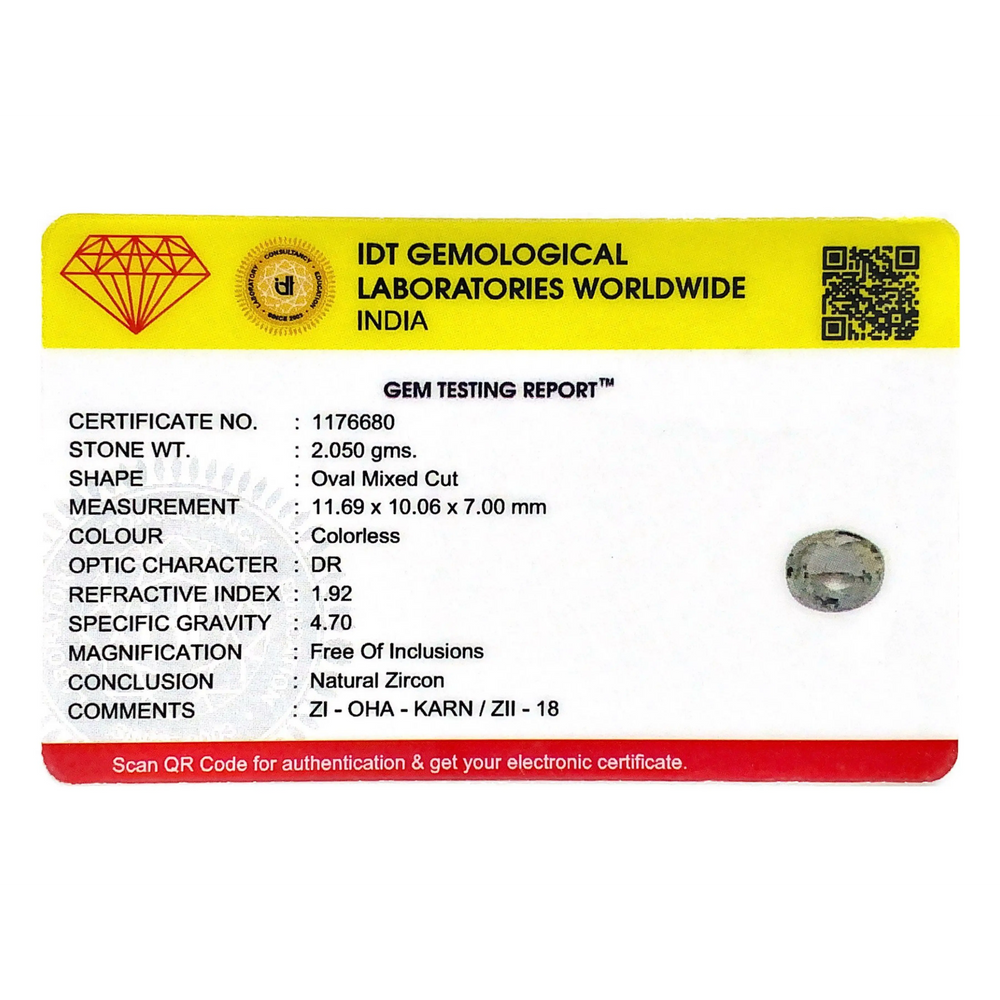 Natural White Zircon - 10.25 Carat - Pramogh