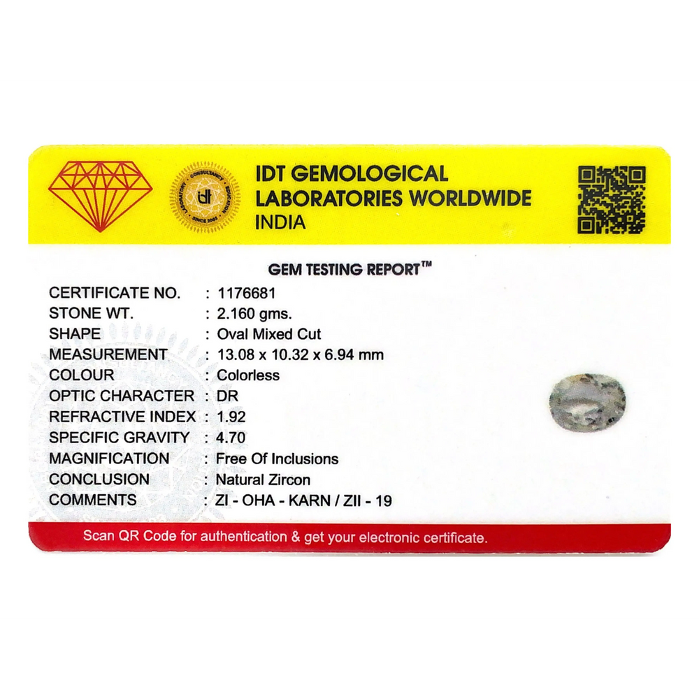 Natural White Zircon - 10.8 Carat - Pramogh