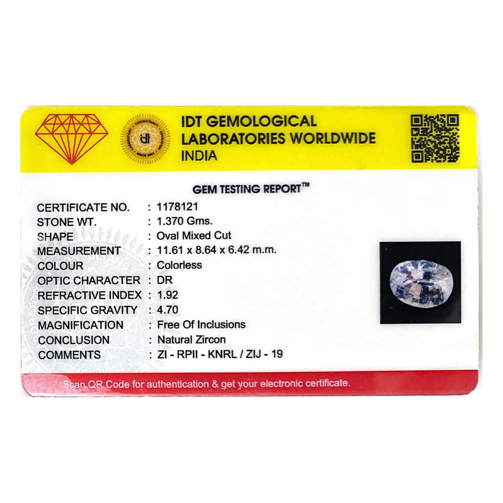 Natural White Zircon - 6.85 Carat - Pramogh