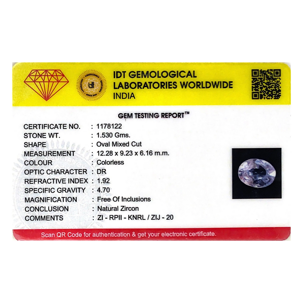 Natural White Zircon - 7.65 Carat - Pramogh