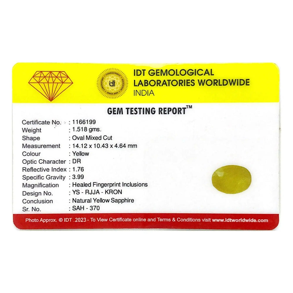 Yellow Sapphire - 7.59 Carat - Pramogh